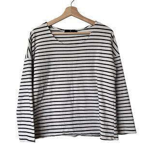 Tuckernuck Pomander Place Small Black White Striped Long Sleeve Stretch top